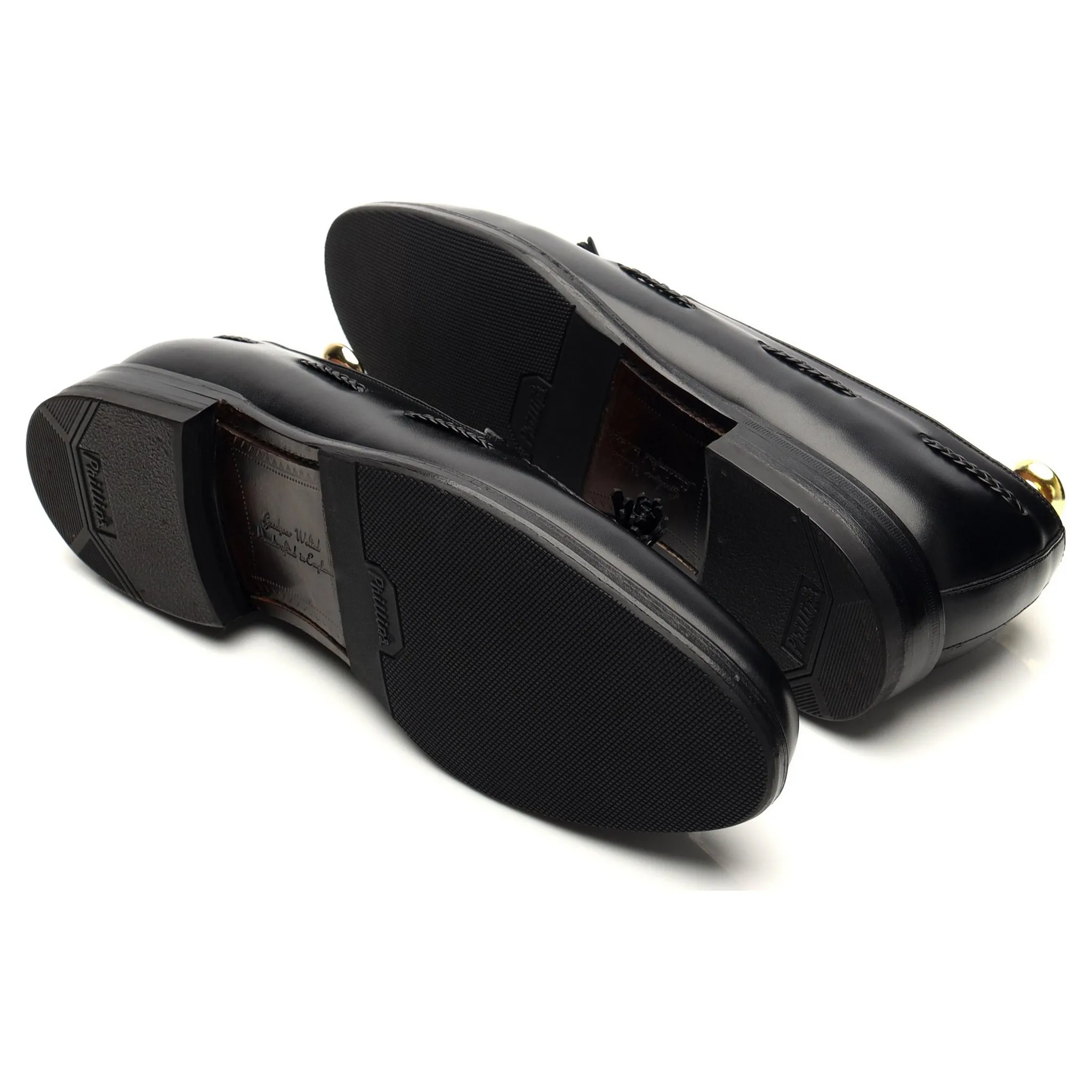 1880 'Temple' Black Leather Tassel Loafers UK 8 F