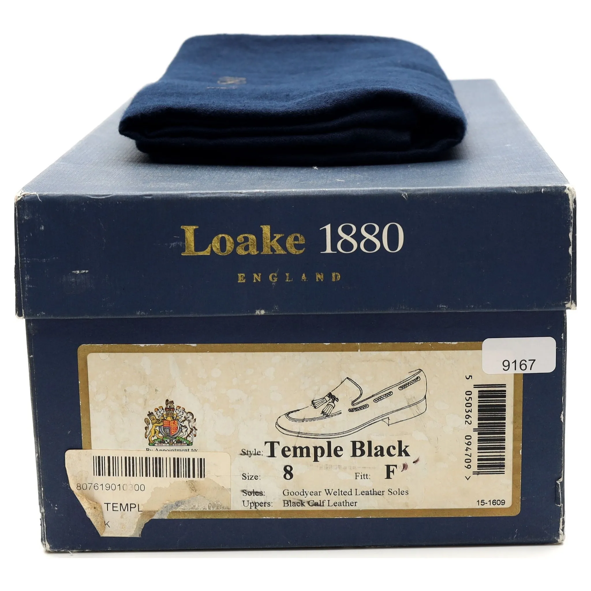 1880 'Temple' Black Leather Tassel Loafers UK 8 F