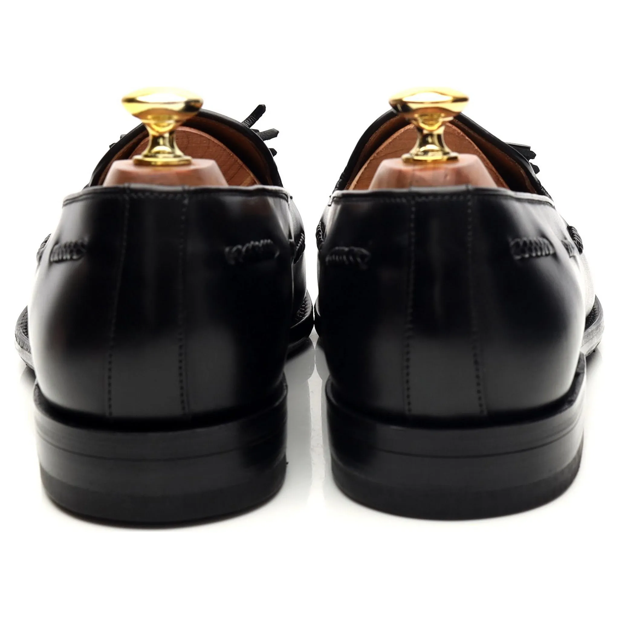 1880 'Temple' Black Leather Tassel Loafers UK 8 F