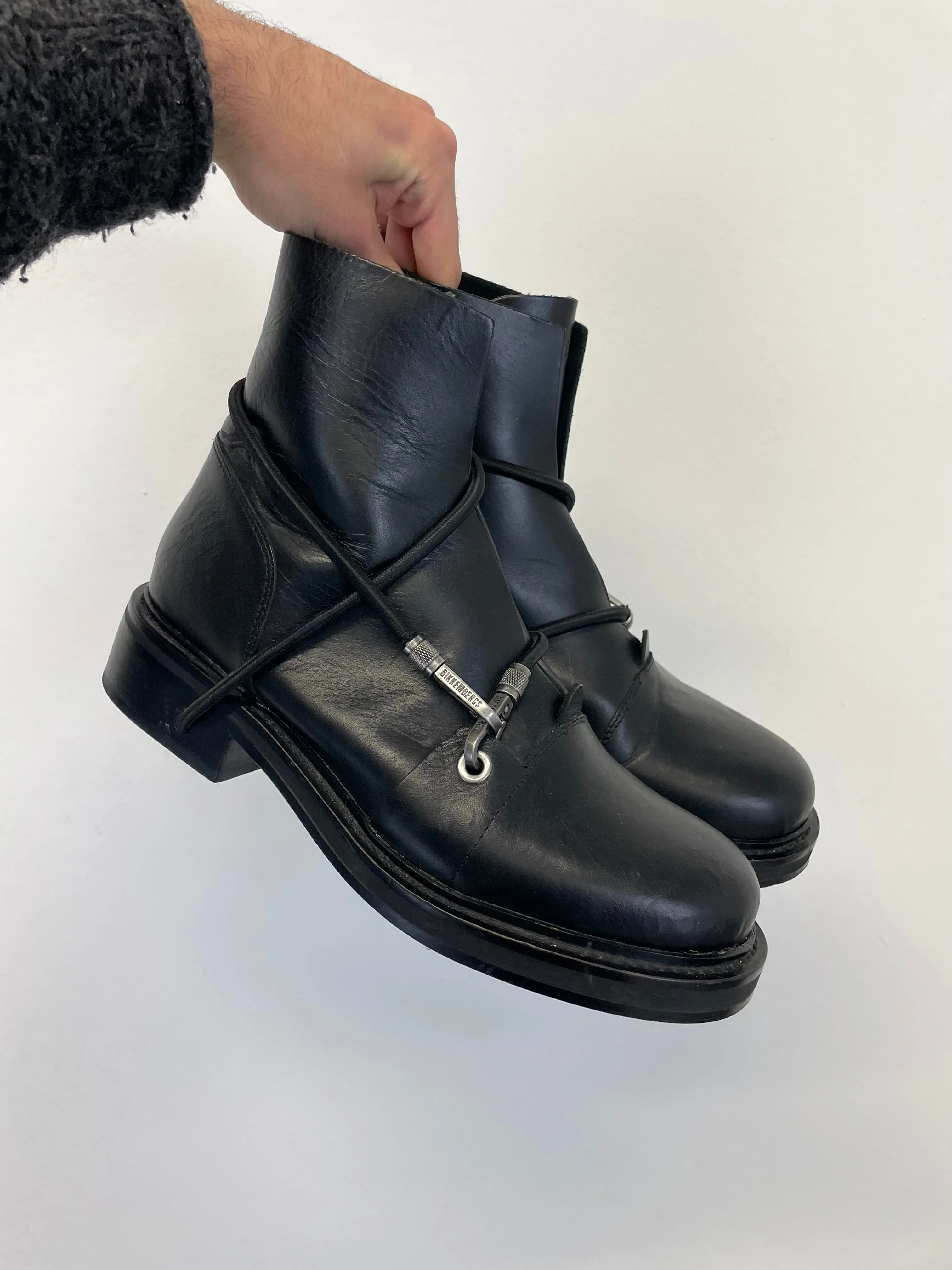 2000s Dirk Bikkembergs NFS SAMPLE cord trough heel boots