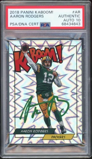 2018 Panini KABOOM! SSP #AR Aaron Rodgers On Card PSA/DNA Authentic Auto 10