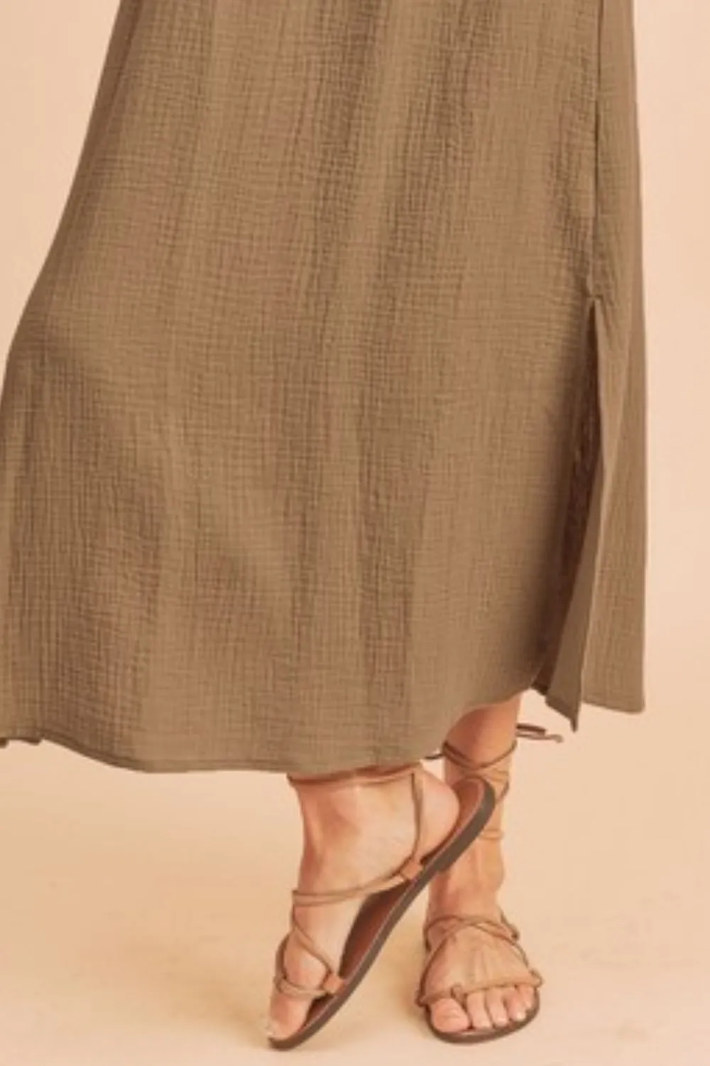 Aemi   Co Side Slit Round Neck Sleeveless Tank Dress