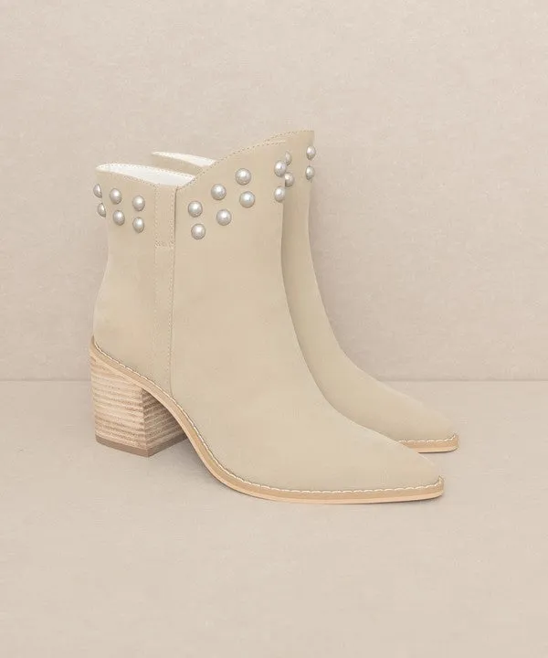 All American Pearl-like Studded Collar Booties