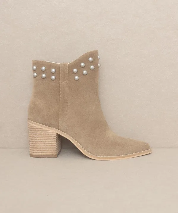 All American Pearl-like Studded Collar Booties