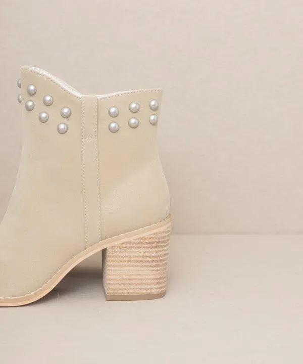 All American Pearl-like Studded Collar Booties