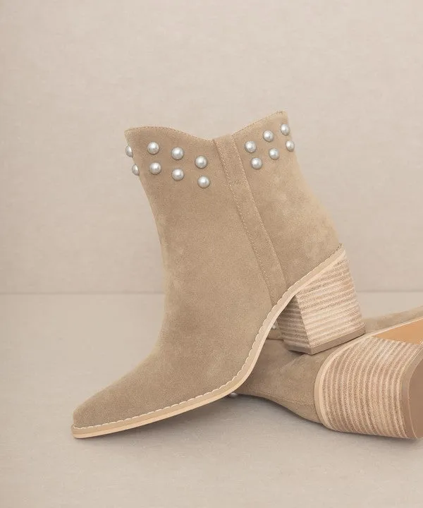All American Pearl-like Studded Collar Booties