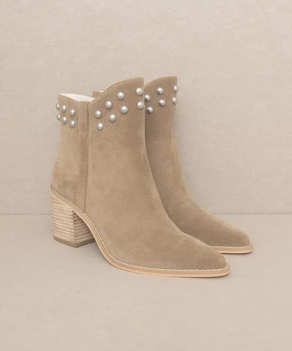 All American Pearl-like Studded Collar Booties