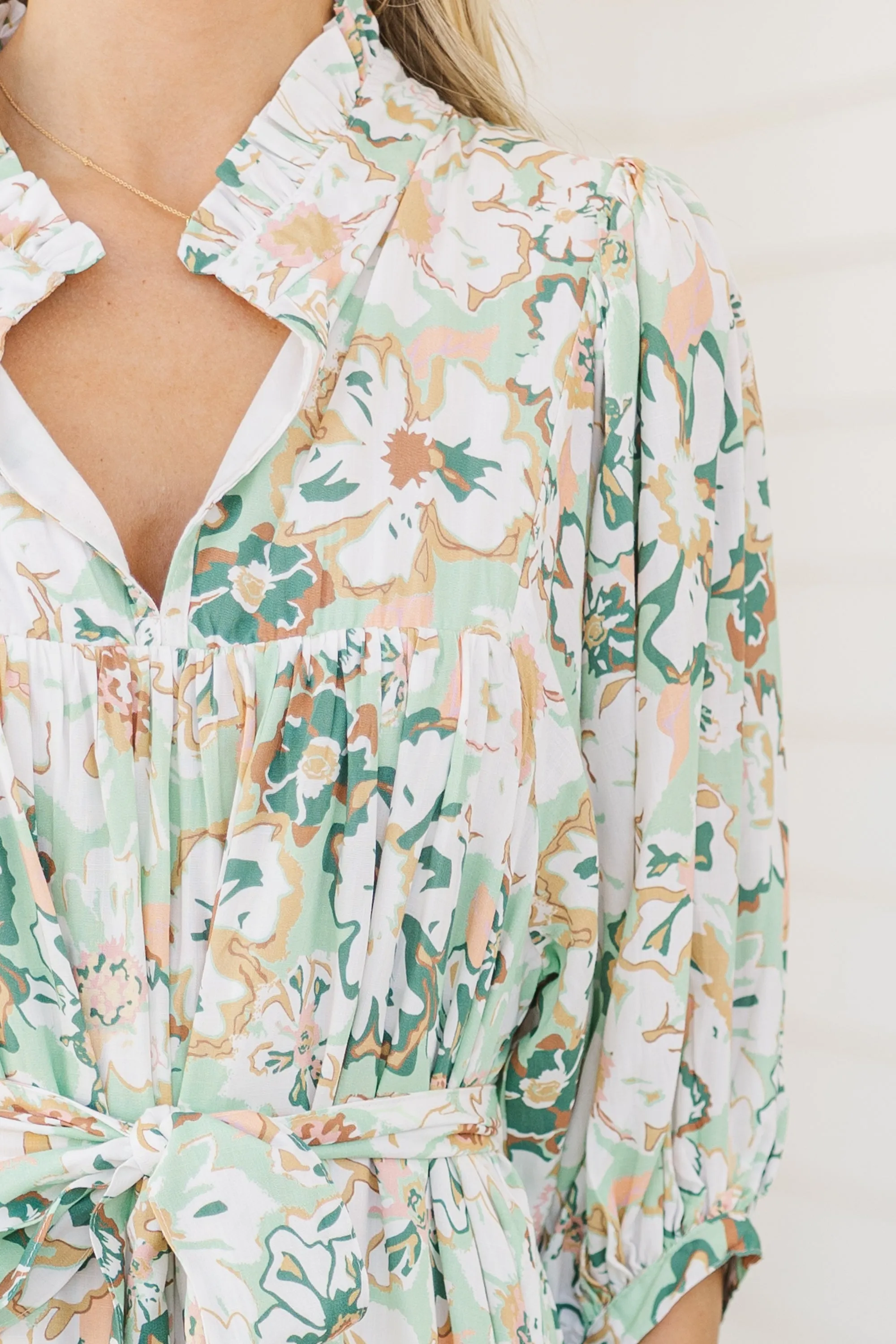 All The Fun Mint Green Floral Midi Dress