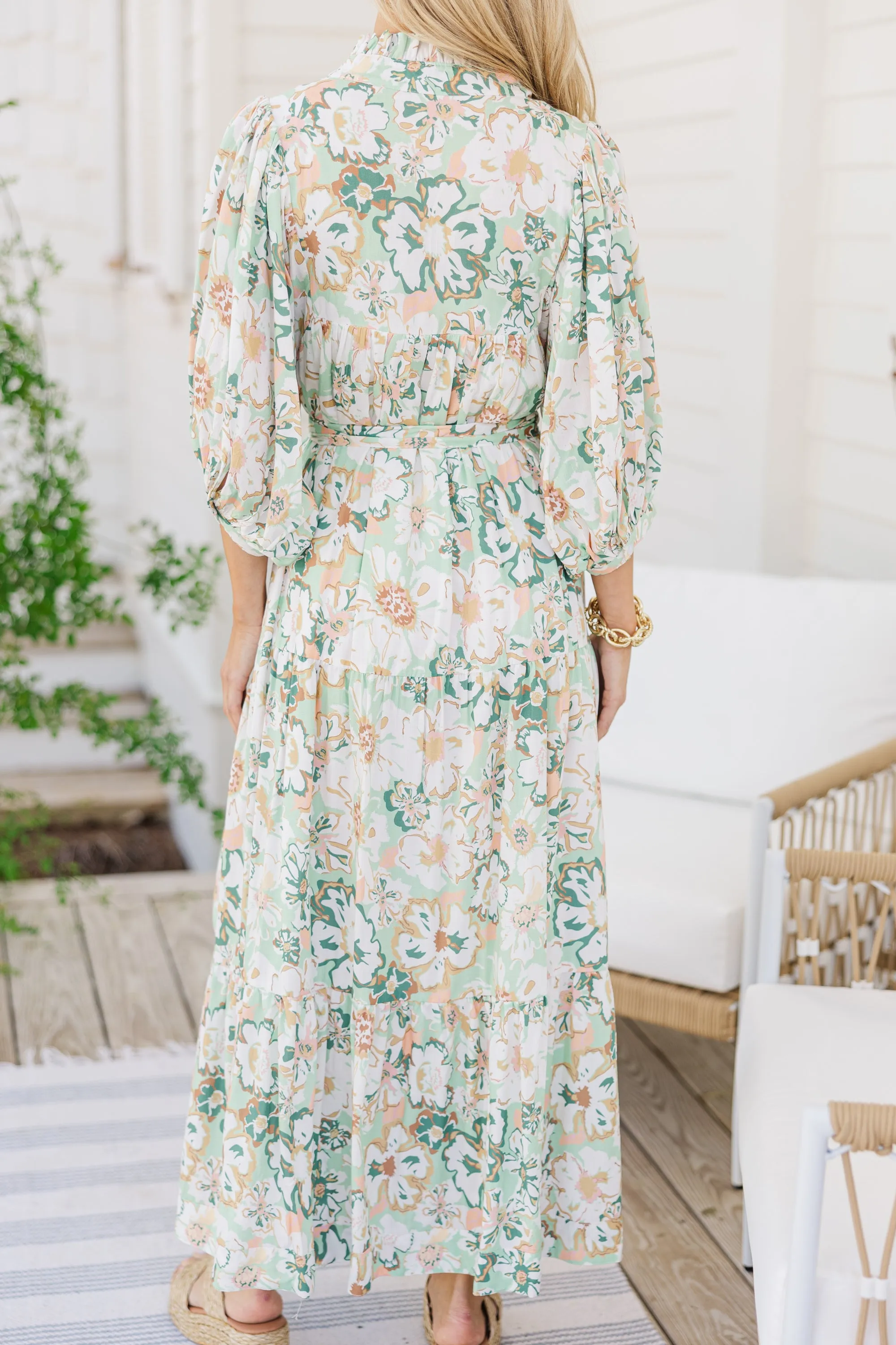 All The Fun Mint Green Floral Midi Dress