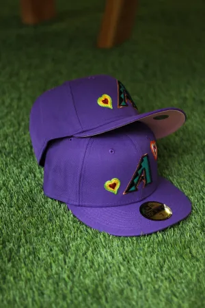 ARIZONA DIAMONDBACKS CHAIN STITCH HEART FITTED W/ PINK UNDER VISOR