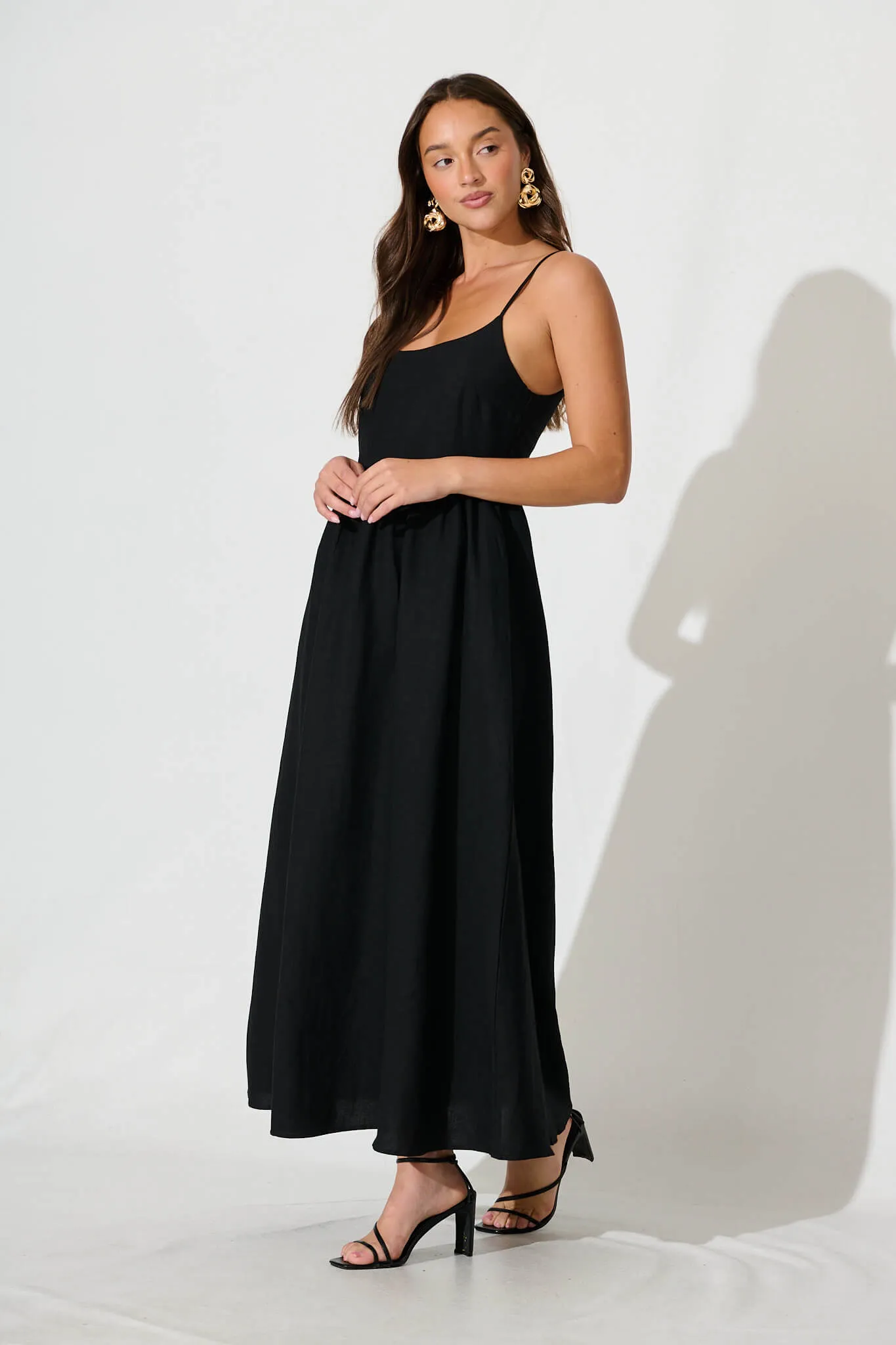 Black Linen Maxi Dress - Quinley Sundress