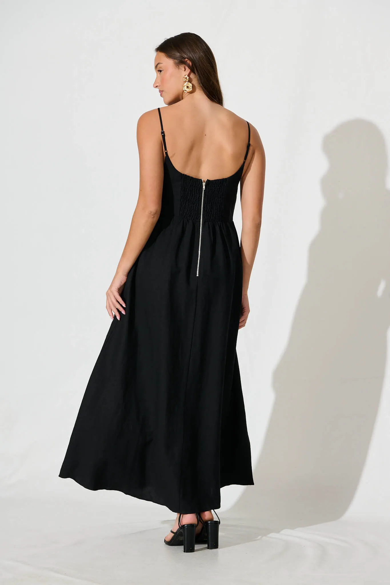 Black Linen Maxi Dress - Quinley Sundress