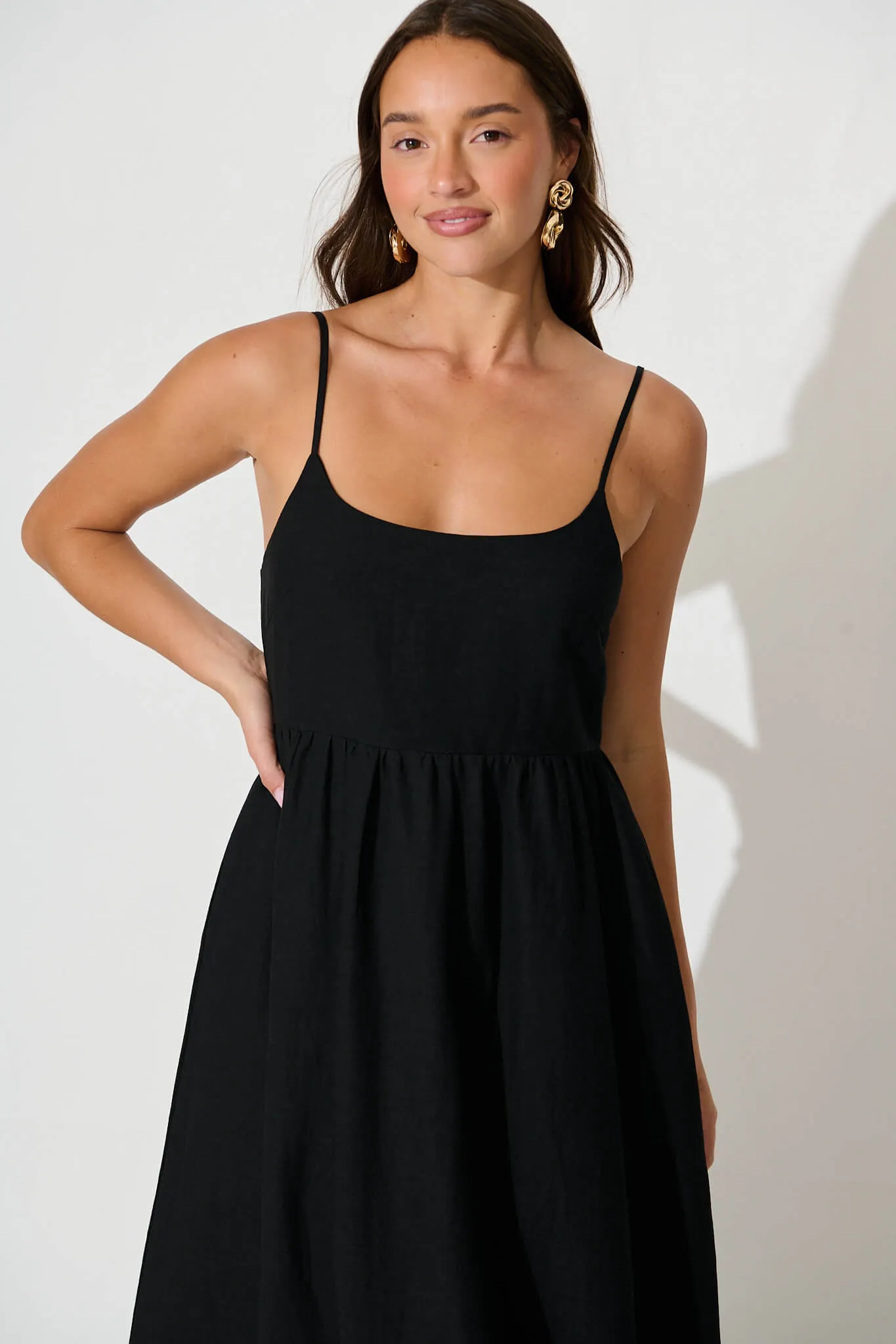 Black Linen Maxi Dress - Quinley Sundress