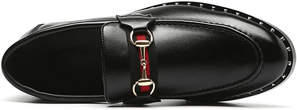 Black Penny Loafers for Men, Soft Fabric Leather Stylish Metal Buckle Mens Loafers, Classic Pointed Toe Dress Shoes &amp; Driving Shoes for Men