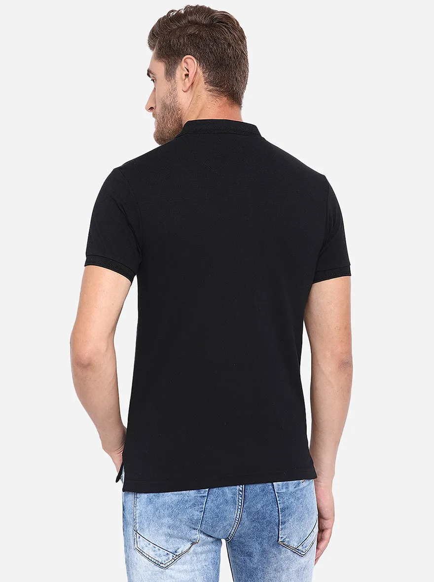 Black Solid Slim Fit Polo T-Shirt | Greenfibre