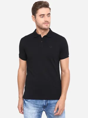 Black Solid Slim Fit Polo T-Shirt | Greenfibre