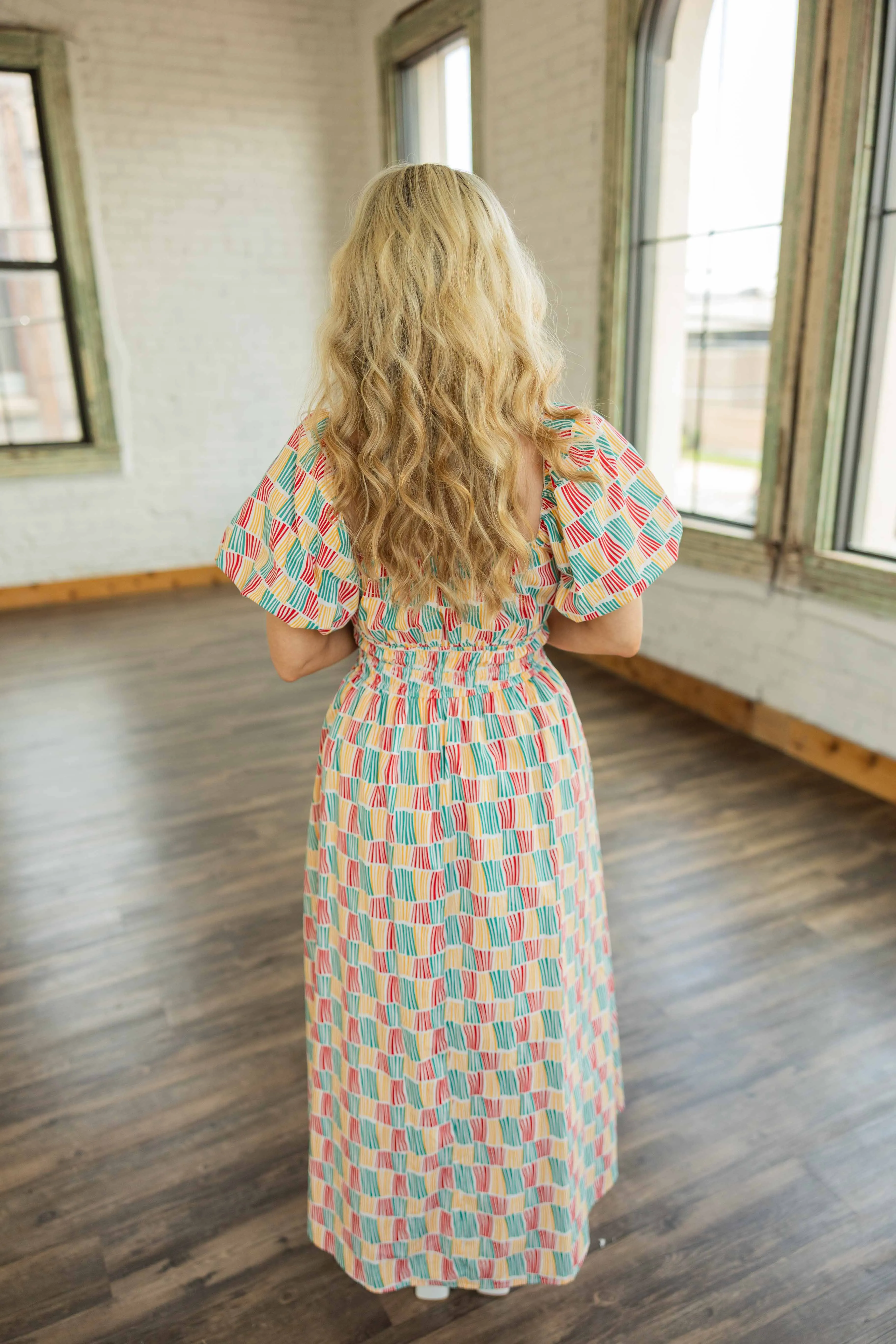 BLAIR EMPIRE-SMOCKED PULLOVER MIDI DRESS