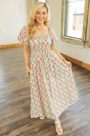 BLAIR EMPIRE-SMOCKED PULLOVER MIDI DRESS