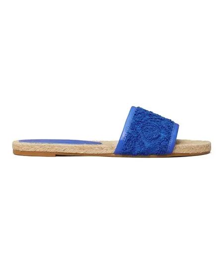 Blue Night Leather Espadrille Slide