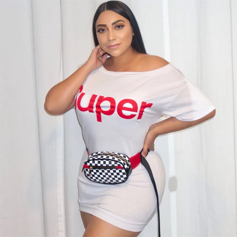 Bold Statement Off-Shoulder Graphic Mini Dress for Effortless Chic Style