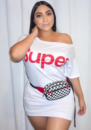 Bold Statement Off-Shoulder Graphic Mini Dress for Effortless Chic Style