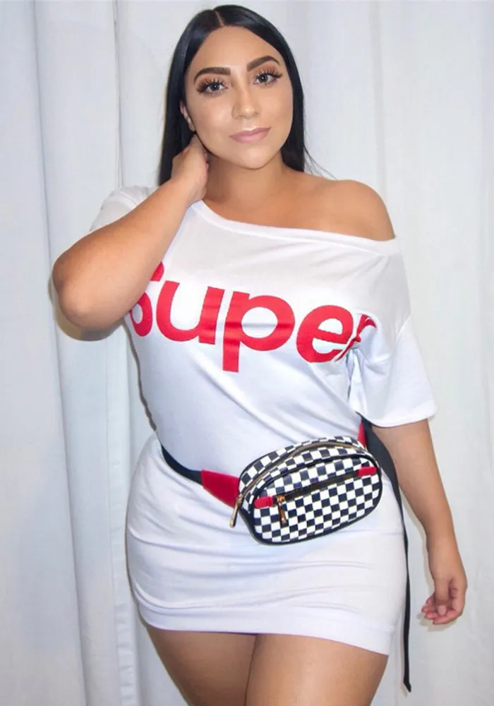 Bold Statement Off-Shoulder Graphic Mini Dress for Effortless Chic Style