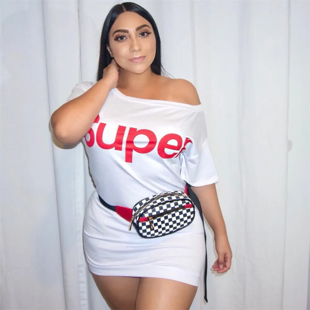 Bold Statement Off-Shoulder Graphic Mini Dress for Effortless Chic Style