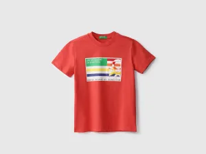 Boys Red Printed Regular T Shirt