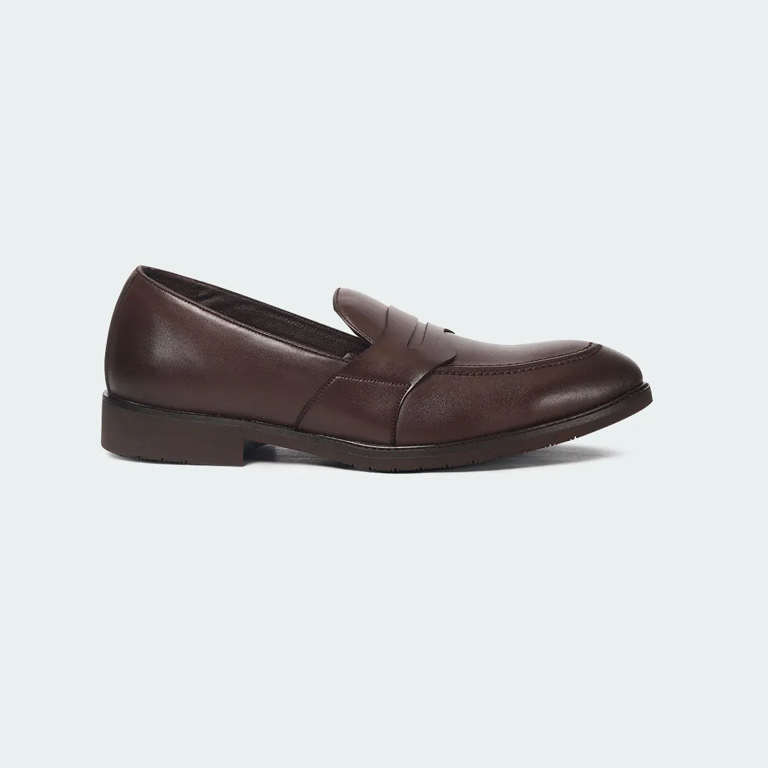 Caliber Shoes Coffee Penny Formal Shoes for Men (Y543C)