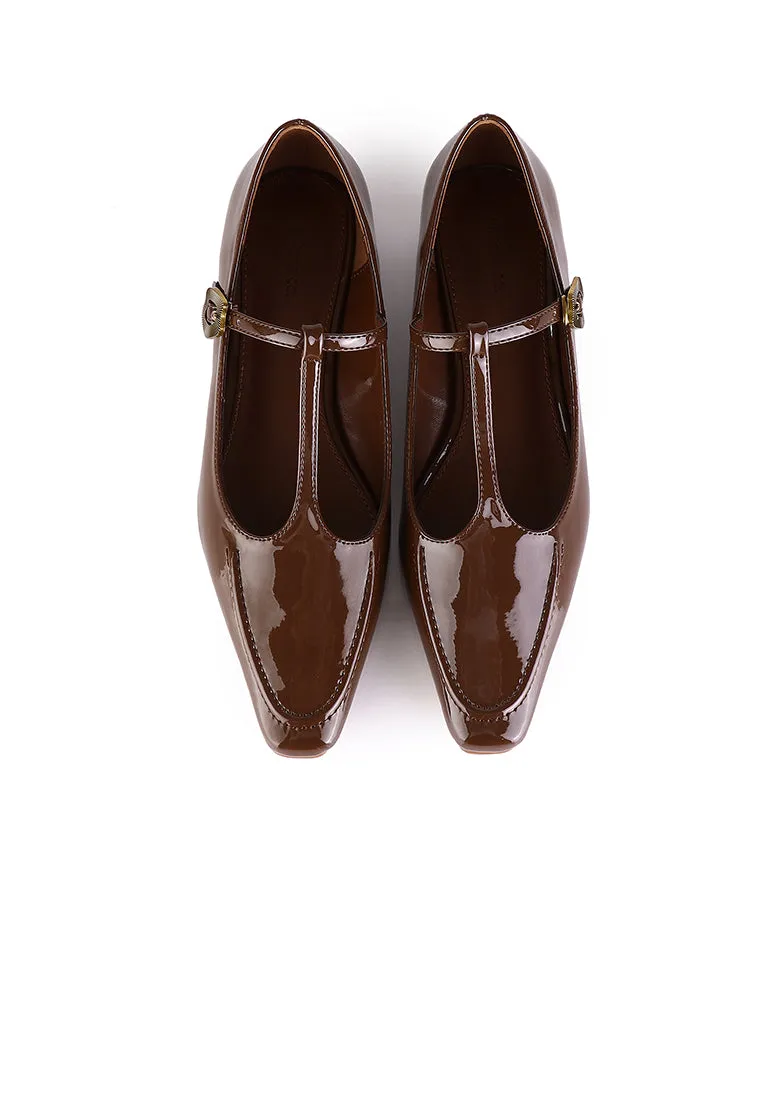 Callie Square Toe Mary Janes (Brown)