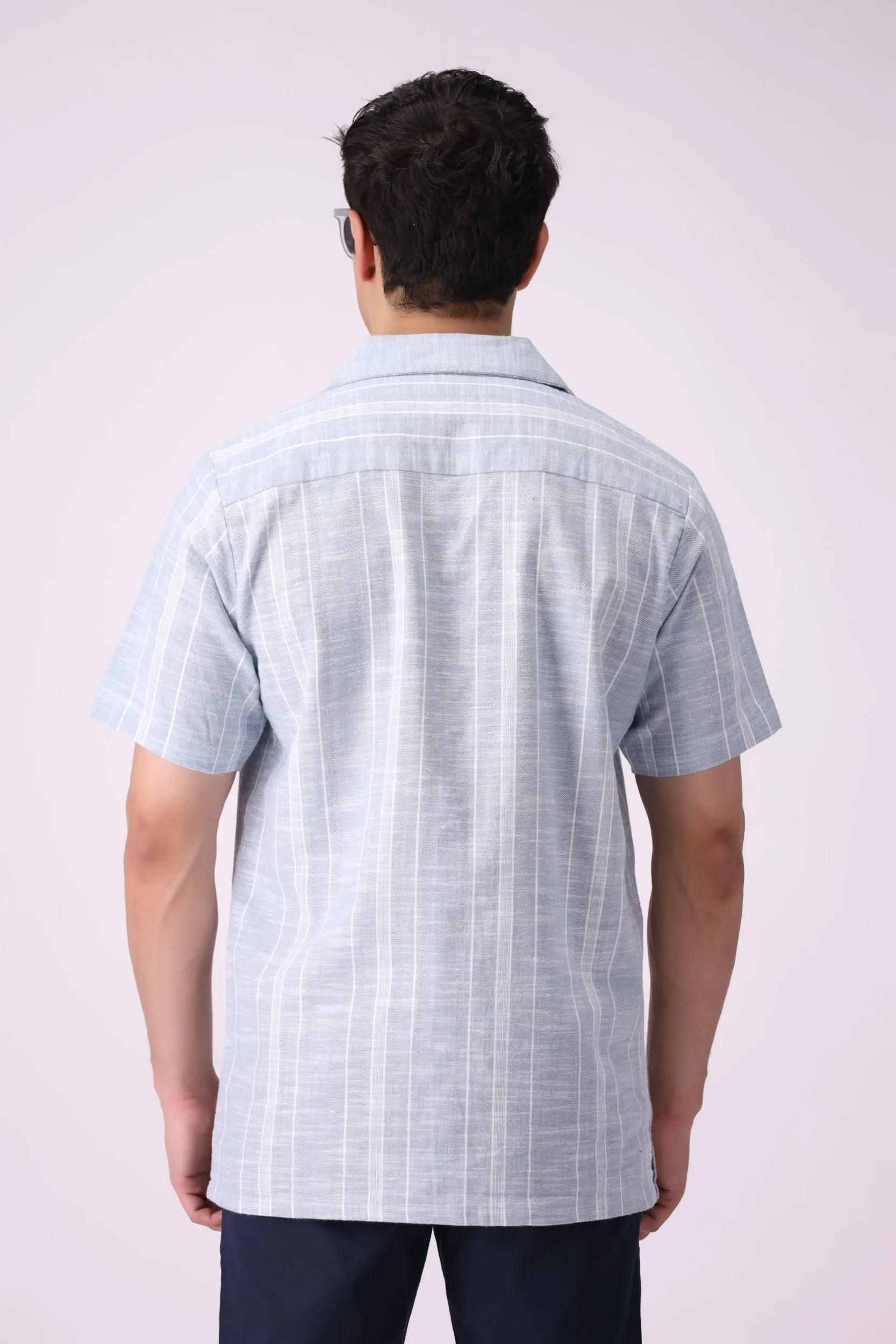 CampCollar Textured SkyBlue Shirt
