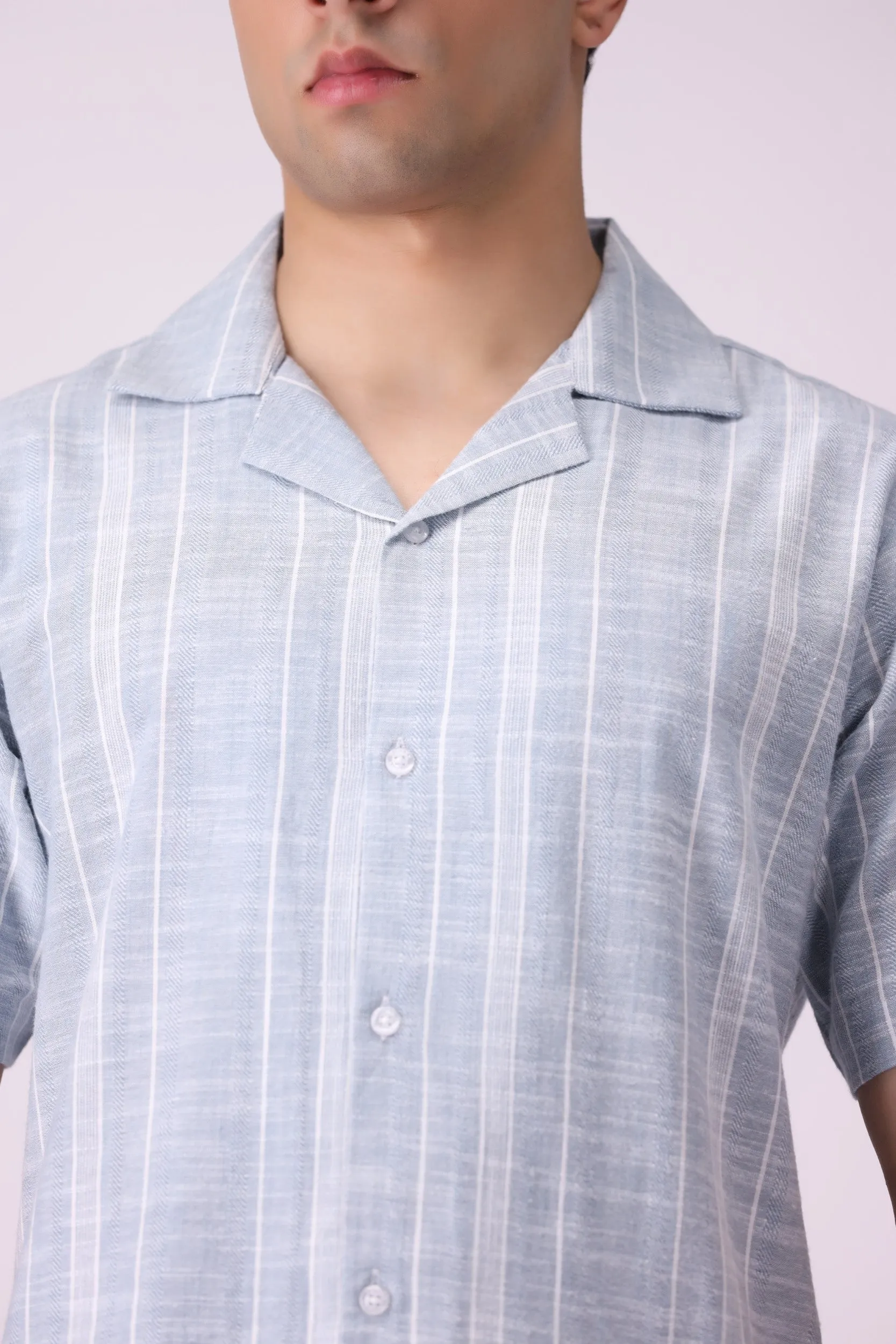 CampCollar Textured SkyBlue Shirt
