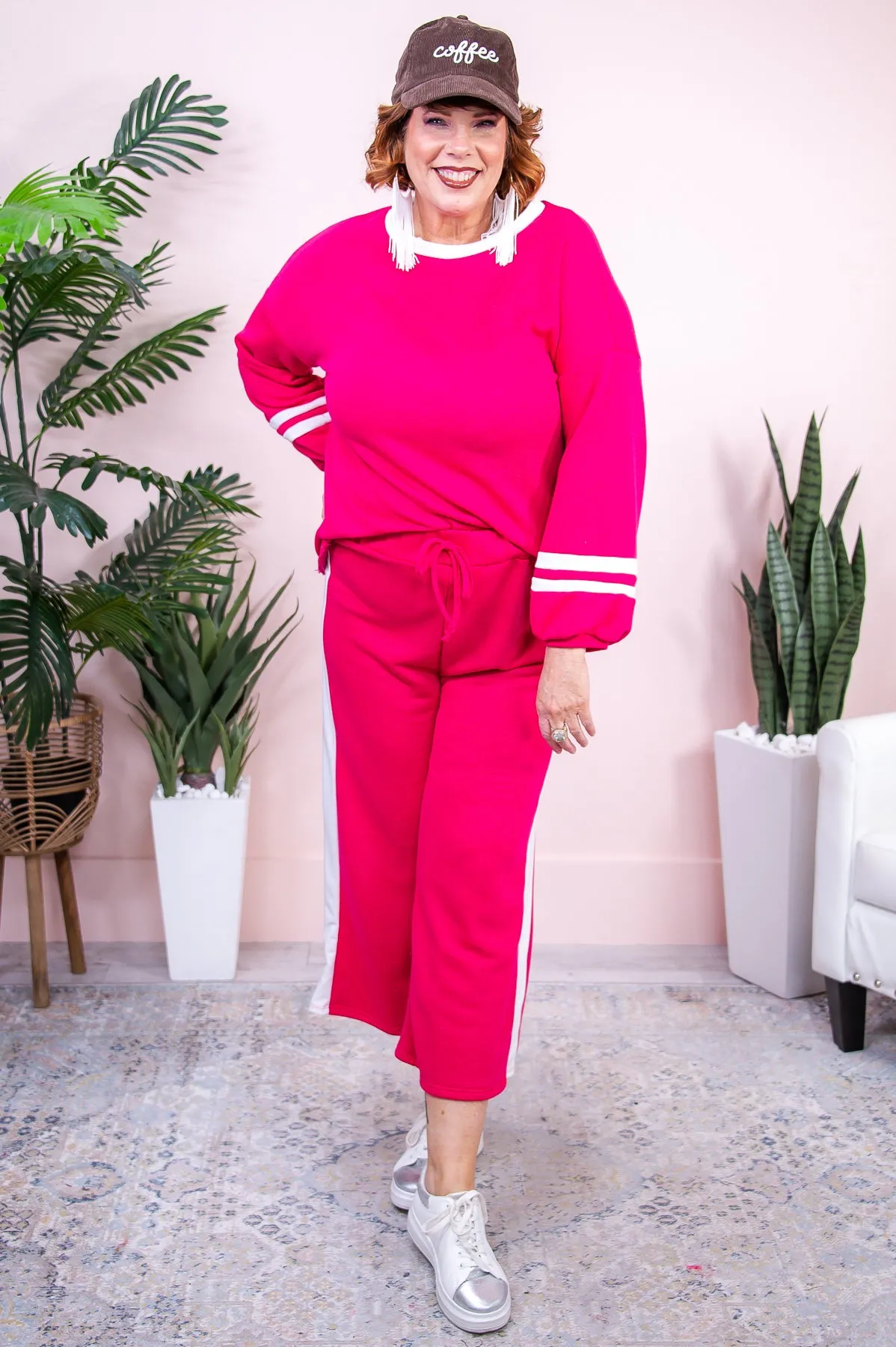 Casual Charm Fuchsia/White Top - T8777FU