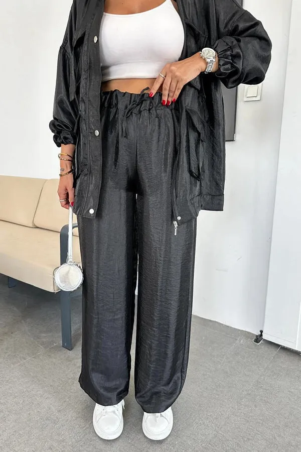 Chic Utility-Style Two-Piece Set with Jacket and Straight-Leg Pants