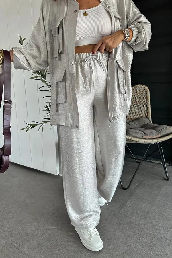 Chic Utility-Style Two-Piece Set with Jacket and Straight-Leg Pants