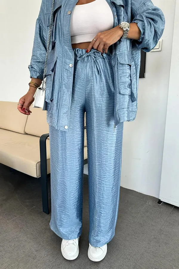 Chic Utility-Style Two-Piece Set with Jacket and Straight-Leg Pants