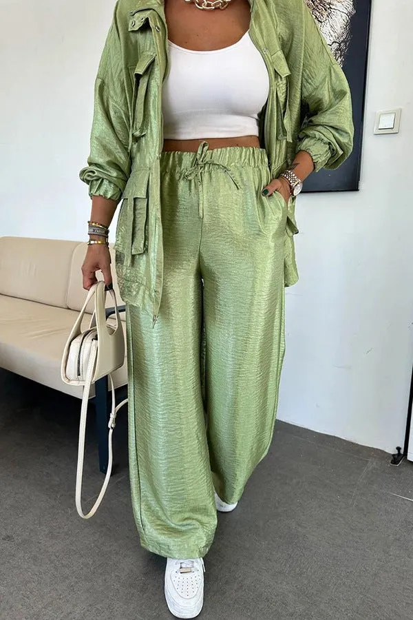 Chic Utility-Style Two-Piece Set with Jacket and Straight-Leg Pants