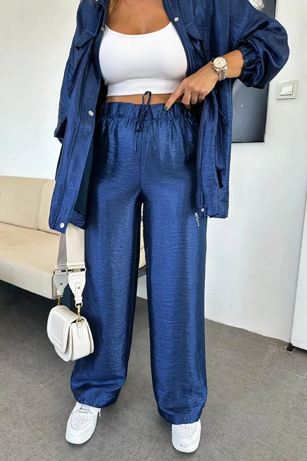 Chic Utility-Style Two-Piece Set with Jacket and Straight-Leg Pants