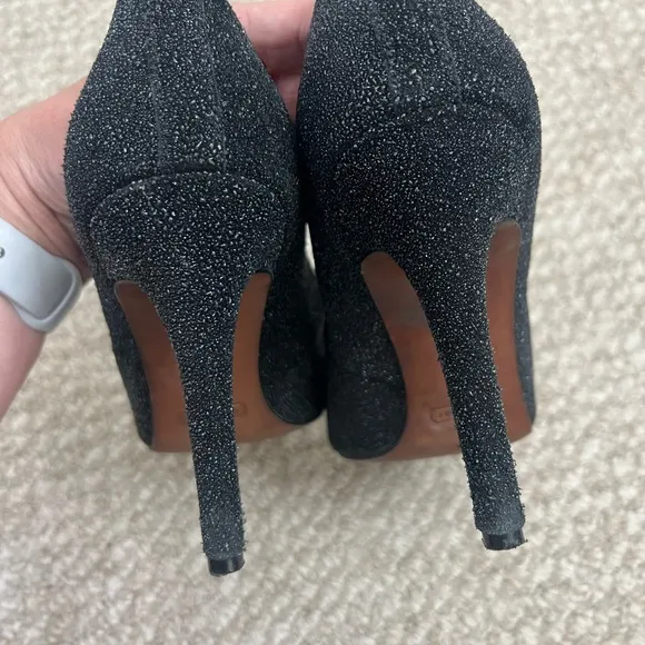 Coach Urban Caviar Black Leather Heels sparkly size 10
