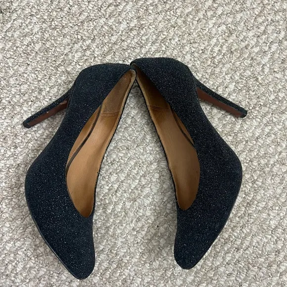 Coach Urban Caviar Black Leather Heels sparkly size 10