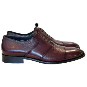 Corrente Men’s Burgundy Deer Skin Leather Tie-Less Cap Toe Slip-On Loafer