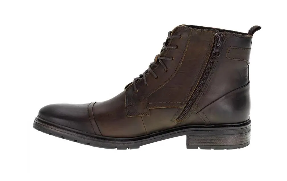 Democrata Garage Lace Up Leather Toe Cap Boot - Brown