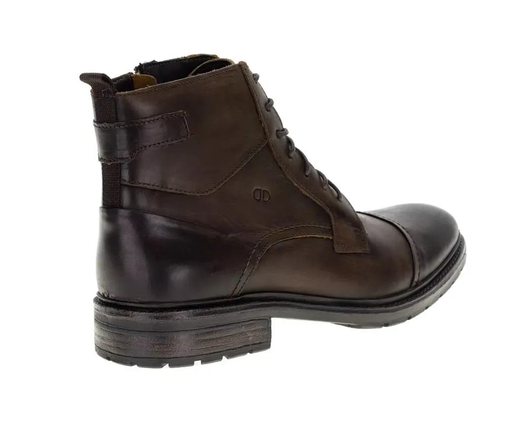 Democrata Garage Lace Up Leather Toe Cap Boot - Brown