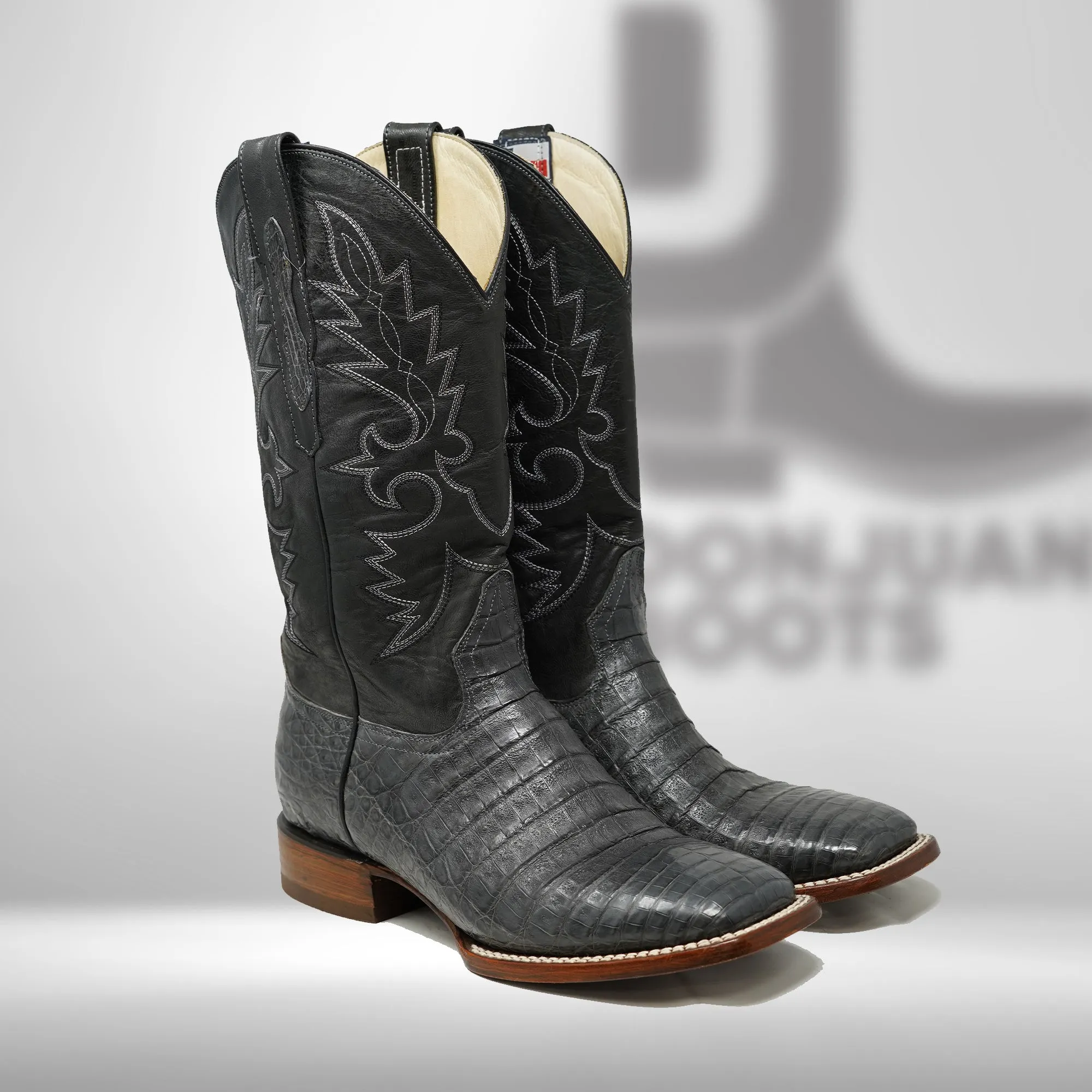 DJ2031 | Don Juan Boots Men's Caiman Belly Smoke Grey H Toe