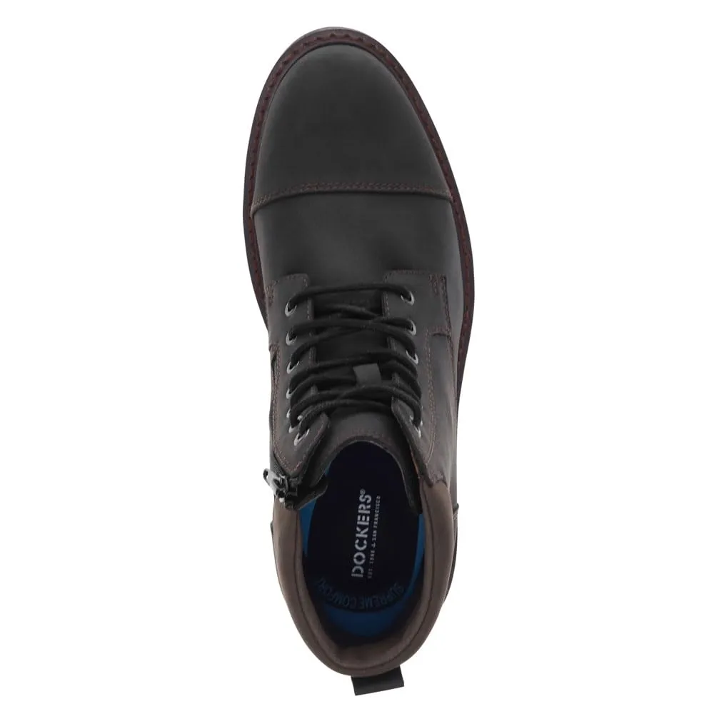 DOCKERS Mens Dudley Rugged Casual 7-Eyelet Captoe Boot, Black, 12 M
