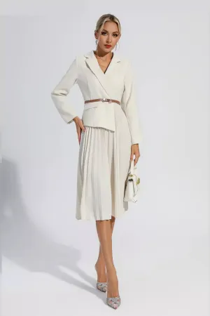 Dylan Beige Ruched Blazer Midi Dress