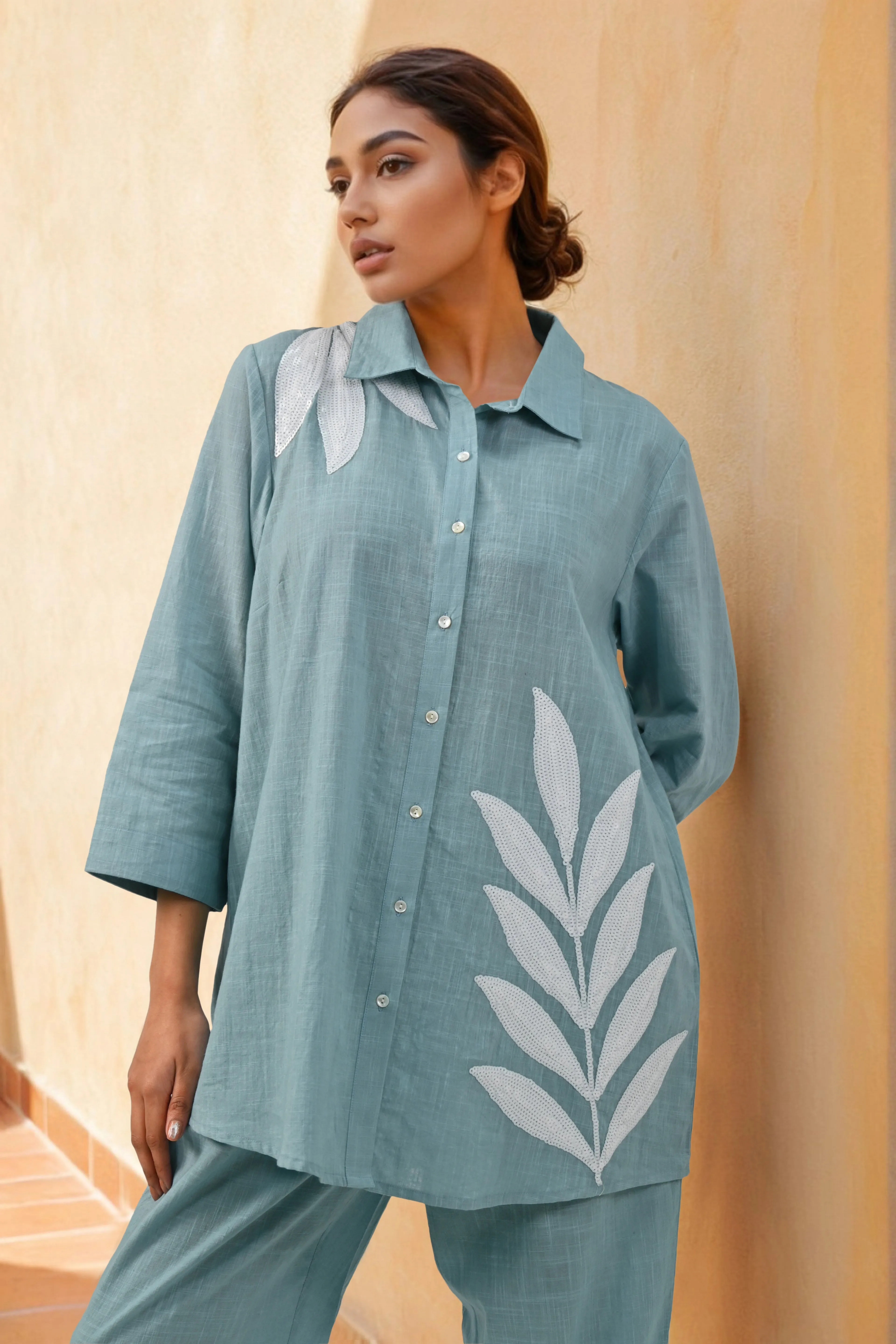 Easy Breezy Blue Linen Cotton Co-ord Set
