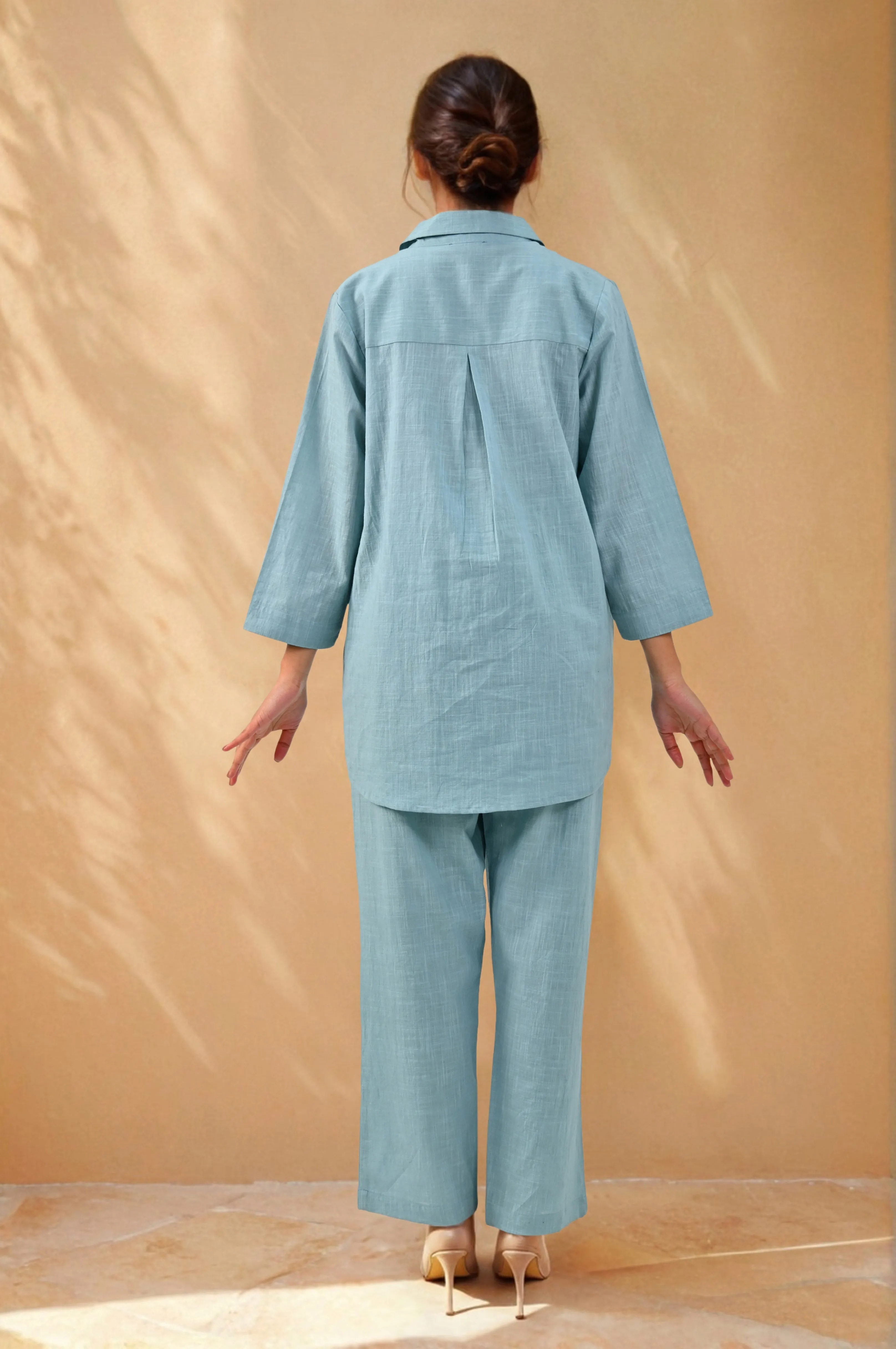 Easy Breezy Blue Linen Cotton Co-ord Set