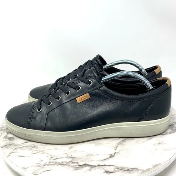 Ecco Soft 7 Lace Up Black Leather Comfort Sneaker 46/12-12.5 Mens Casual Classic
