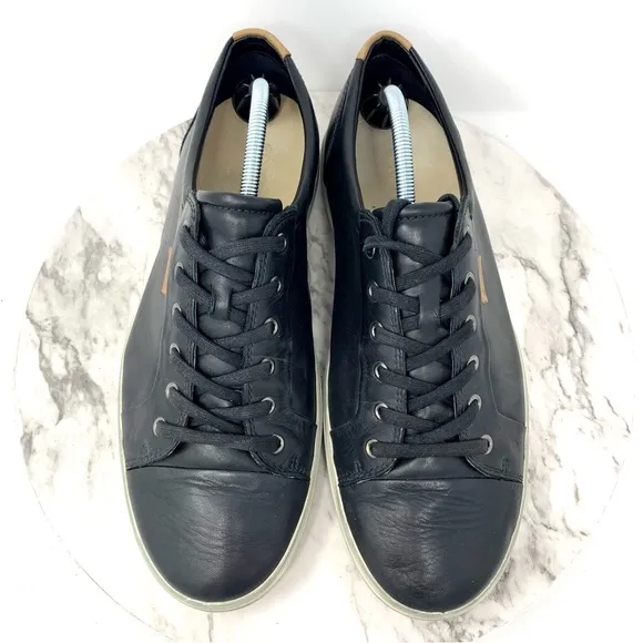 Ecco Soft 7 Lace Up Black Leather Comfort Sneaker 46/12-12.5 Mens Casual Classic